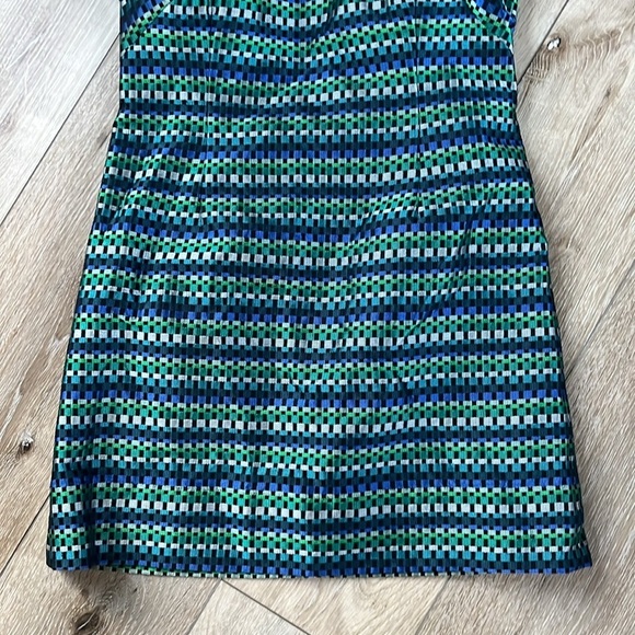 Shoshanna Take Notes Shift Dress Blue Green Patterned 
Short Sleeves - Picture 4 of 11
